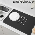WISELIFE Dish Drying Mat Super Absorbent Drying Mat Large Dish Drying Mats for Kitchen Counter Easy Clean Dish Mat Kitchen Drying Mat16"x 24" Classic Black