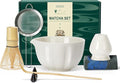 Matcha Whisk Set,7 PCS Ceramic Matcha Kit Includes Matcha Bowl with Spout, Matcha Whisk and Holder, Bamboo Scoop, Stainless Sifter, Tea Towel, Unique Gift for Matcha Lovers (White)