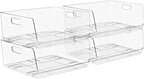 Sorbus Stackable Storage Bins Open Front - Clear Stackable Storage Bins - Pantry Bins for Storage and Organization - Acrylic Stackable Bins for Kitchen - Clear Pantry Organizer Bins (Large 4 Pack)