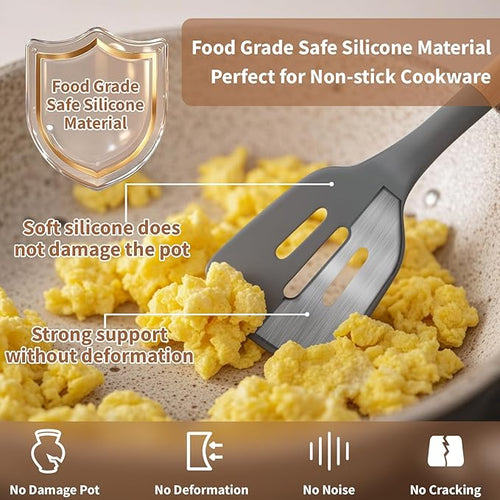 77L Silicone Cooking Utensils Set with Holder 32 PCS, Non-Stick Kitchen Cooking Utensils Set, Spatula, Turner, Tongs, Spatula, Spoon, Wooden Handle Kitchen Gadgets Utensil Set, Dishwasher Safe
