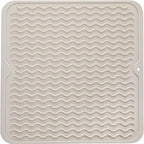 MicoYang Silicone Dish Drying Mat for Multiple Usage,Easy clean,Eco-friendly,Heat-resistant Silicone Mat for Kitchen Counter or Sink,Refrigerator or Drawer liner Tapioca M 12 inches x 12 inches