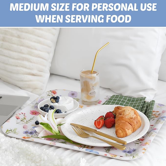 Vesici 3 Pcs Spring Wildflower Serving Trays 13 x 10 Inch Colorful Floral Melamine Platters Reusable Rectangular Serving Dishes for Wedding Bridal Tea Party Sharing Snacks Fruit Dessert Candy