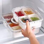 VOUKEN 2PCS Plastic Divided Serving Tray with Lid Snackle Box Charcuterie Container Portable Snack Platters Organizer for Candy, Fruits, Snacks, Nuts, for Party, Entertaining, Picnic (4 Compartment)