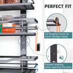 Over The Door Pantry Organizer，9-Tier Over The Door Organizer with Adjustable Basket，Metal Hanging Pantry Organizers and Storage for Kitchen, Back of Door Seasoning Rack (Black)