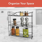 Spectrum 3 Tier Spice Rack Organizer Black Countertop Wire Shelf Spice Rack for Modern Kitchen Pantry Cabinet, Organize Spices with Three Tier Spice Shelf for Kitchen Storage with Wall Mount Option