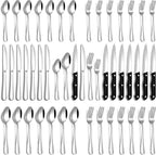 Silverware Set, 48-Piece Flatware Set with Steak Knives for 8, Stainless Steel Mirror Cutlery Include Forks Spoons and Knives Set, Dishwasher Safe Utensils Set for Home Restaurant