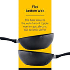 Ken Hom Stir Fry Wok 12" Aluminum Nonstick Pan with Soft Touch Handle and Flat Bottom, Black