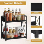Giikin Kitchen Countertop Organizer, 2 Tier Coffee Bar Organizer, Black Spice Rack for Counter, Kitchen Counter Shelves, Particleboard, Large Size (15.8" L x 7.9" W x 15.8" H), Black