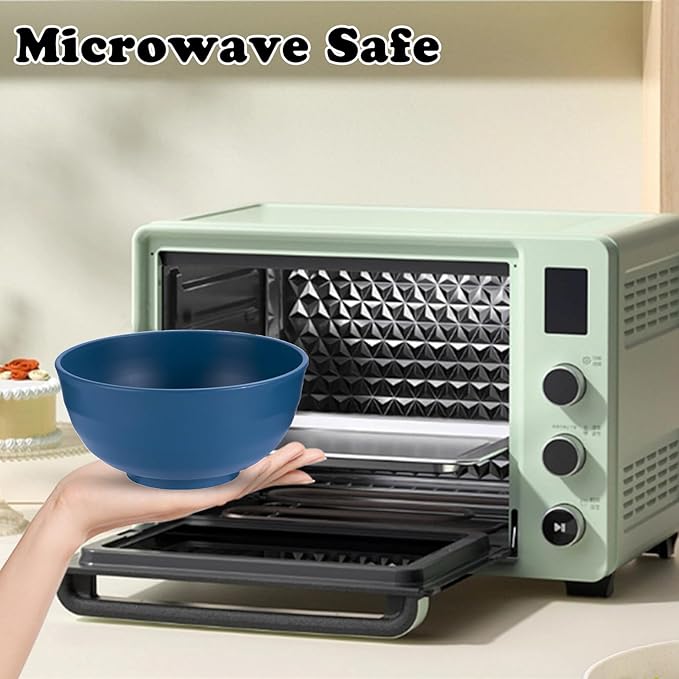 Unbreakable Wheat Straw Cereal Bowls Set of 4, 24 OZ Microwave and Dishwasher Safe Lightweight Soup and Salad Bowl Sets, Reusable Dessert Bowls for Rice, Pasta, Snack, Fruit, BPA Free