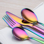 Berglander Rainbow Silverware Set 20 Pieces Service for 4, Colorful Titanium Plating Stainless Steel Flatware Sets, First Apartment Must Have Cutlery Utensils Set, Dishwasher Safe