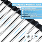 Seropy Roll Up Dish Drying Rack Over The Sink Drying Rack for Kitchen Counter, Rolling Dish Rack Over Sink Mat, Foldable Dish Drainer Stainless Steel Rack Kitchen Organization Gadgets Black 17"x11.8"