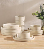 TheTerra Ceramic Dinnerware Sets for 6, 18 Pieces Porcelain Lightweight Plates and Bowls Sets, Scratch Resistant Dish Set, Oven & Microwave & Dishwasher Safe, Matte White