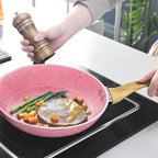 Frying Pan Nonstick Set, 8" & 9.5" & 11" Pink Egg Pan, Non Stick Fry Pan Set PFOA-Free Omelet Pan, Toxin-Free Skillets Stone Cookware, Anti-Warp Base with All Stove Tops Available,Induction Compatible