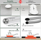 Surpahs 20.5 x 15.5 Inch Roll-Up Dish Drying Rack, Fits Across Sink Openings up to 19.5 Inches, Heavy-Duty Premium Silicone, Strong Support, Non-Slip, Heat-Resistant, Warm Gray