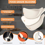 Large Silicone Kitchen Utensils Set with Holder, 25Pcs Cooking Utensil Set with Wooden Handle, Heat Resistant Spatula Sets for Cooking, BPA Free Silicone Utensils Set for Non-Stick Cookware(White)