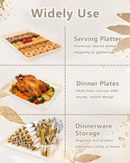 YOUBET 8 PCS Plastic Serving Trays - Ivory Wheat Straw Trays for Serving Food - Super Strong Disposable Platters, Heavy Duty Plastic Trays for BBQ, Picnic, Party, Wedding