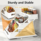 3 Tier Foldable Spice Rack for Countertop Iron Kitchen Seasoning Organizer for Cabinet, White