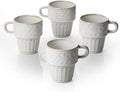 Mugs Set of 4, Ceramic Coffee Mug 12 OZ Beige, Stackable Mug, Set of 4, Microwave & Dishwasher Safe, Comfortable Grip for Latte Cappuccino Hot Chocolate, Perfect for Home Office & Holiday Gifting