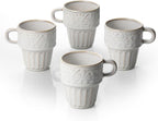 Mugs Set of 4, Ceramic Coffee Mug 12 OZ Beige, Stackable Mug, Set of 4, Microwave & Dishwasher Safe, Comfortable Grip for Latte Cappuccino Hot Chocolate, Perfect for Home Office & Holiday Gifting