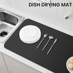 WISELIFE Dish Drying Mat Super Absorbent Drying Mat Large Dish Drying Mats for Kitchen Counter Easy Clean Dish Mat Kitchen Drying Mat18"x 32" Classic Black