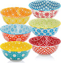 AntoKueh 23 OZ Colorful Large Ceramic Bowl Set of 6 6 inch Deep Porcelain Cereal Bowls for Salad, Soup, Snack and Rice，Dishwasher/Microwave safe