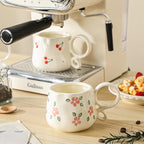 Ceramic Cute Coffee Mug For Women, Pretty Coffee Mug,Espresso Mug,9 Oz (270ml) Floral Mug (Flower)