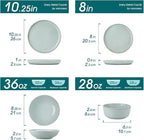 vancasso ANYA 24 Pieces Plates and Bowls Set, Mint Green Dinnerware Sets, Reactive Glaze Dishes Set for 6, Ceramic Dishware Sets Kitchen Dinner Set, Microwave & Dishwasher Safe