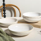 8 inch Pasta Bowls, 22 Oz Ceramic Serving Bowls Set of 4, Embossed Porcelain Salad Bowl, Serving Dishes for Pasta, Salad, Soup, Fruit, Housewarming Gift, Wedding Decor, Oven & Dishwasher Safe