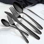 60-Piece Black Silverware Set - Stainless Steel Silverware Set for 12, Includes Forks Spoons and Knives, Utensil Sets for Home Kitchen Restaurant, Dishwasher Safe