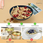 Wrova 65oz Large Salad Bowls Black - Wheat Straw Salad bowls Set of 4 - Unbreakable Salad Bowls Dishware & Microwave Safe - BPA Free Bowls for kitchen,camping