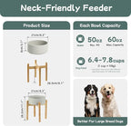 Havniva Ceramic 8.2inch Raised Dog Bowl Set, Elevated Feeder with Stand, Food and Water Bowl for Large Breed Dogs, Weighted Pet Dish(60oz, Grey)