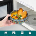 vancasso Cereal Bowls Set of 6, Porcelain Bowls for Eating, 28 oz Colorful Soup Bowls, Bohemian Ceramic Bowls for Salad, Fruit, Pasta, Microwave & Dishwasher Safe Bowls Set