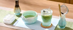 Matcha Whisk Set – Crystalline Glaze Bowl, Bamboo Whisk & Holder, Scoop & Sifter with Holder, Cup with Lid & Straw, Ice Cube Tray & Tea Towel – Blue Matcha Gift Set for Women, Women Gifts