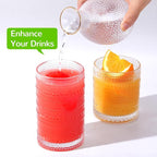 Vintage Hobnail Drinking Glasses Set of 12-14 oz Old Fashioned Water Glass Cups & 11 oz Cocktail Glasses, Aesthetic Kitchen Bar Tumbler Glassware Gifts Sets for Smoothie, Juice, Coffee, Wine