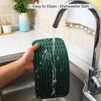 ZLR Silicone Sponge Holder & Sink Caddy Tray (6" x 12") - Narrow Dish Drying Mat for Kitchen Counter - Waterproof Soap Dispenser Organizer, Non-Slip Bathroom Vanity Tray (Dark Green)