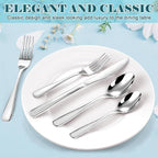 Bestdin 60 PCS Silverware Sets - Mirror Polished Flatware Set for 12, Including Knives, Spoons and Forks, Cutlery Set, Dishwasher Safe & Stainless Steel Silverware for Wedding Gift, Home & Party Use