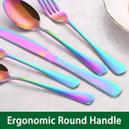 49-Pieces Colorful Rainbow Stainless Steel Silverware Sets With Organizer And Steak Knives,Knife Spoon And Fork Eating Utensils Sets For Ktichen,Multicolor Flatware Sets With Cutlery Tray