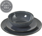 Gibson Elite Sandy Pines Stoneware Plates and Bowls Set - 12 Piece Reactive Glaze Dinnerware Set - Service for 4 - Dishwasher and Microwave Safe - Blue