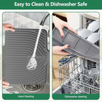 GUUKIN Silicone Dish Drying Mat,17.7" x 11.8 " Drying Matt Kitchen Counter, Dish Drying Rack Mat, Easy Clean Pad for Countertop Protection, Multi-Functional Use, Not applicable Bumps up sink (Grey)