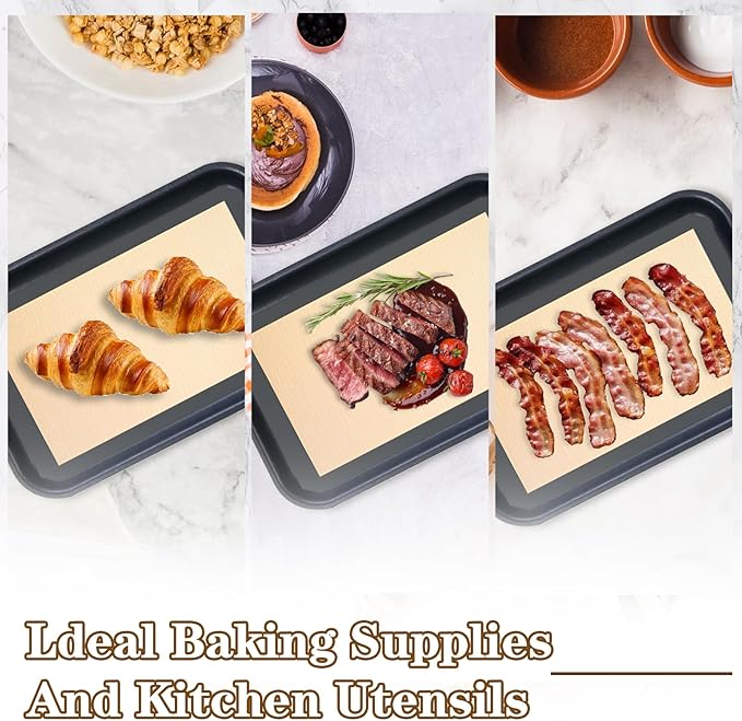 Silicon Baking Mats, 16.5"x11.6" 2-Pack Reusable Silicon Baking Mat Sheet, Baking Sheets Non-Stick, Food Safe Baking Mats Can Be Used For Baking Cookies, Bread, Pizzas