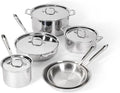 All-Clad D3 3-Ply Stainless Steel Cookware Set 10 Piece, Induction, Oven Broiler Safe 600F, Kitchen Cooking Set w/ Frying Pans, Saucepans, Saute Pan, Stockpot and Soup Pot, Pots and Pans, Silver