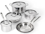 All-Clad D3 3-Ply Stainless Steel Cookware Set 10 Piece, Induction, Oven Broiler Safe 600F, Kitchen Cooking Set w/ Frying Pans, Saucepans, Saute Pan, Stockpot and Soup Pot, Pots and Pans, Silver