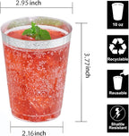 I00000 100PCS Silver Plastic Cups,10 oz Clear Plastic Cups with Silver Trim, Heavy-Duty Disposable Hard Cup For Party, Premium Cup Perfect for Wedding & Party