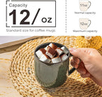 LERATIO 12OZ Ceramic Coffee Mugs Set of 6, Large Porcelain Coffee Cups With Large Handle For Latte,Cappuccino,Milk,Cocoa,|Dishwasher&Microwave Safe Mug Sets,Ideal for Man,Woman,Dad, Mom-Green