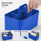 Multiuse Caddy Organizer with Handle, Portable Plastic Tote Bin - Art Craft, Stationary Pen Marker Crayons, Makeup Hair Supplies Storage - Bathroom, Classroom, Dorm, Office, Desk Holder - Dark Blue