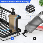 BSKSSK Sink Caddy - Kitchen Sink Organizer with Sponge, Dish Soap, Scrubber & Drain Pan Holder - Black
