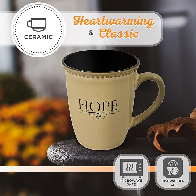 Christian Art Gifts Ivory Stoneware Coffee Mug – 13 oz. Microwave and Dishwasher-safe Lead & Cadmium-free Inspirational Scripture Coffee and Tea Mug for Men & Women with Bible Verse: Hope –Hebrew 6:19