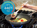 6 Pcs Cookward Silicone Cooking Utensils Set - Natural Wood Kitchen Utensils – Eco Friendly & BPA Free, Non-Scratch & Non-Stick Easy Grip -White