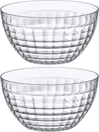 Amazing Abby - Carlita - 150-Ounce Plastic Serving Bowls (Set of 2), 10-Inch Clear Salad Bowl Set, BPA-Free, Shatter-Proof, Dishwasher-Safe, Stackable, Great for Salad, Fruit, Cereal, Snack, and More