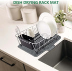 GUUKIN Dish Drying Mat, 14.7"x10.2" Drying Matt Kitchen Counter, Non-Slip Drying Pad, Easy Clean Pad for Countertop Protection, Multi-Functional Use (Grey)